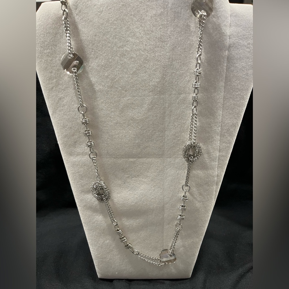 Lia Sophia long silver tone necklace